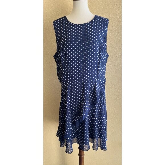 Maison Jules Womens Navy Blue Sheer Floral Ruffle Sheath Dress Size XXL - Picture 6 of 10